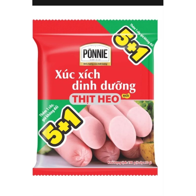 Xúc Xích Dinh Dưỡng Thịt Heo PONNIE 198Gram  DATE GIAO MỚI