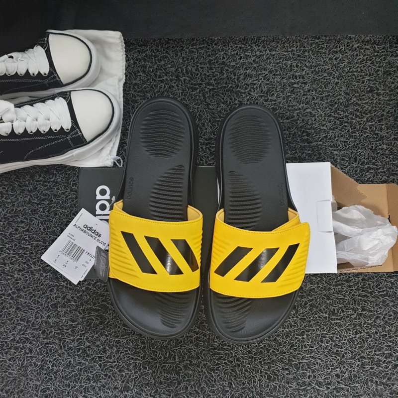 Dép Adidas Alphabounce Black/Yellow FX1327