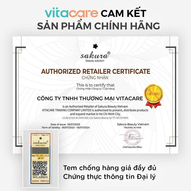 Serum da trắng sáng Sakura Concentrated Brightening - Serum Sakura làm trắng da, ngừa nám, phục hồi da