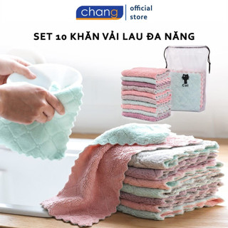 Set 10 khăn lau 2 mặt đa năng, mềm mịn, hút nước