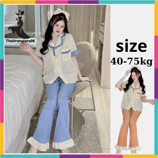 Set bộ đũi gân nữ pijama mẫu mới 2023 mặc nhà dễ thương, thời trang phái đẹp đủ size 40-75kg - thoitrangiare06