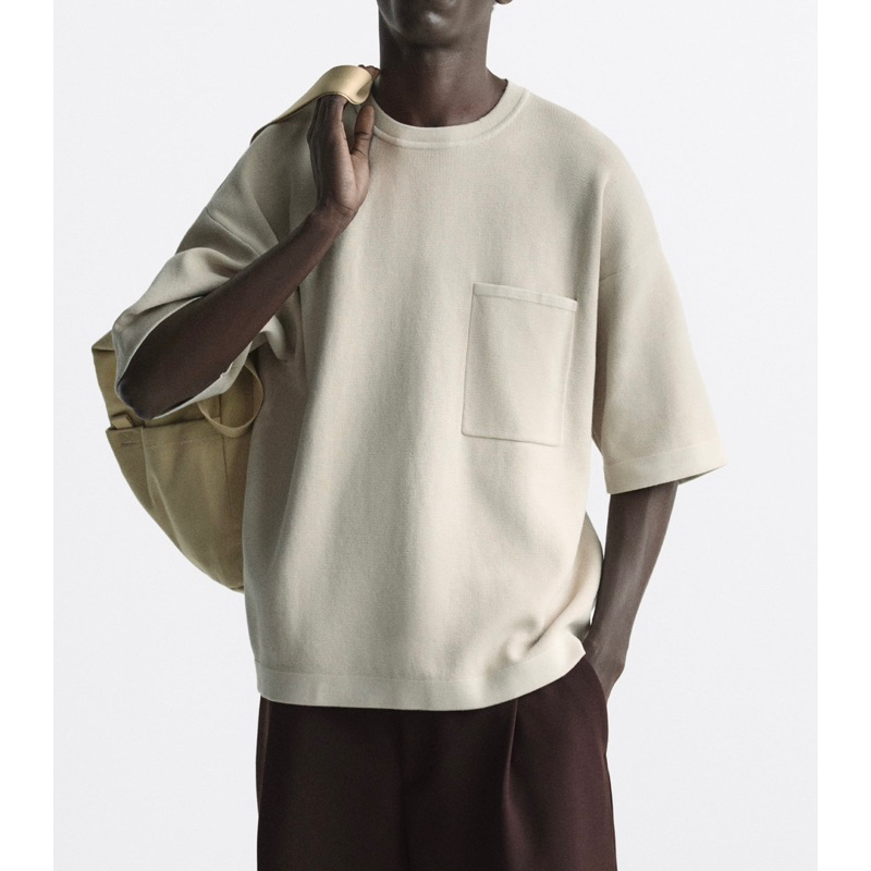 Áo phông nam Zara authentic KNIT WITH POCKET size M