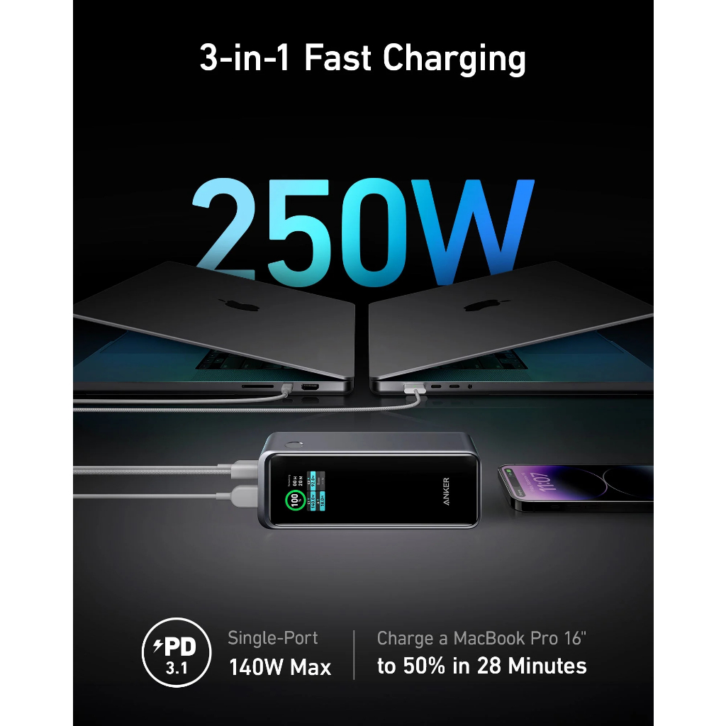 Sạc Dự Phòng Anker Prime 27.650mAh 250w 2C+1A - A1340