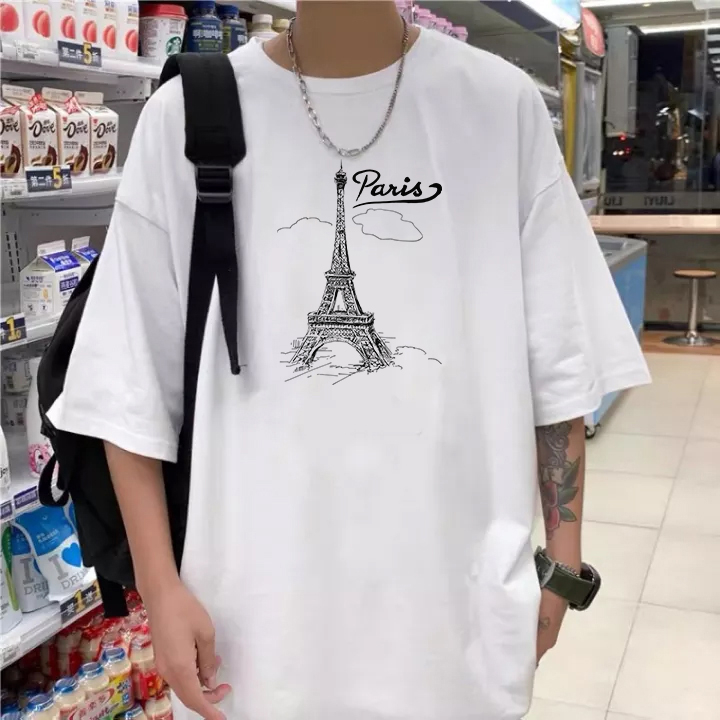 Áo thun unisex Paris form rộng vải dày mịn 2019T958