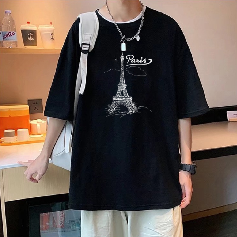 Áo thun unisex Paris form rộng vải dày mịn 2019T958