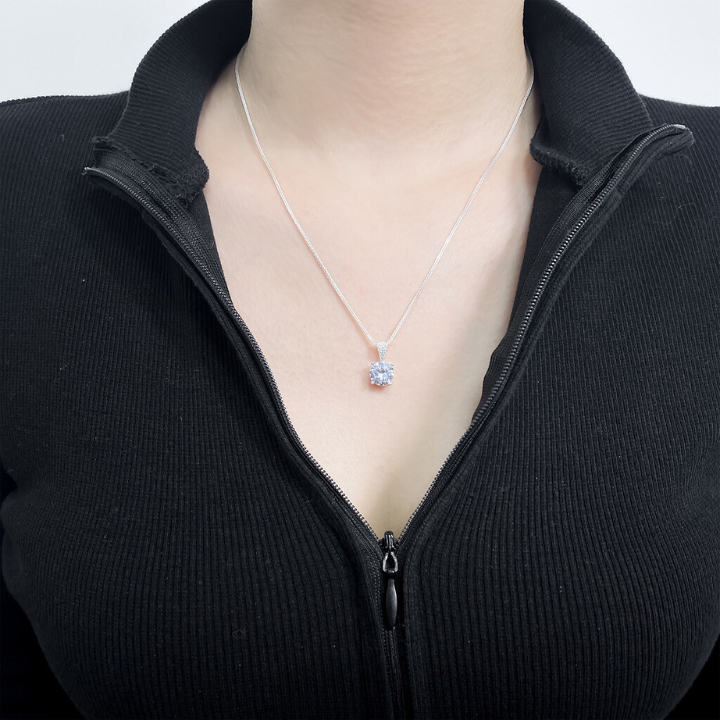 Dây chuyền bạc nữ , vòng cổ bạc Ý 925 đính 1 viên đá nhỏ xinh Elisie Necklace  - HOT 2023