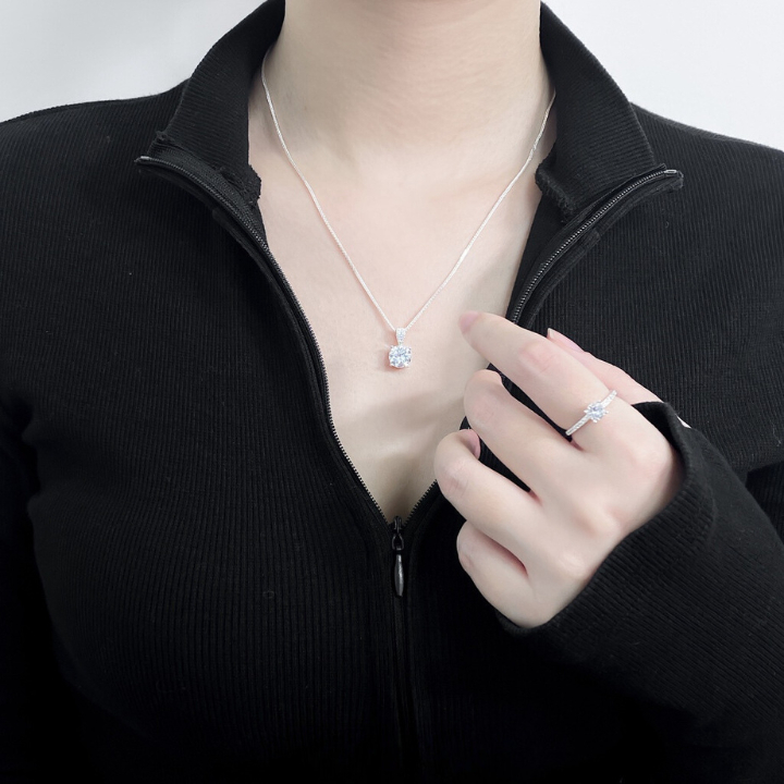 Dây chuyền bạc nữ , vòng cổ bạc Ý 925 đính 1 viên đá nhỏ xinh Elisie Necklace  - HOT 2023