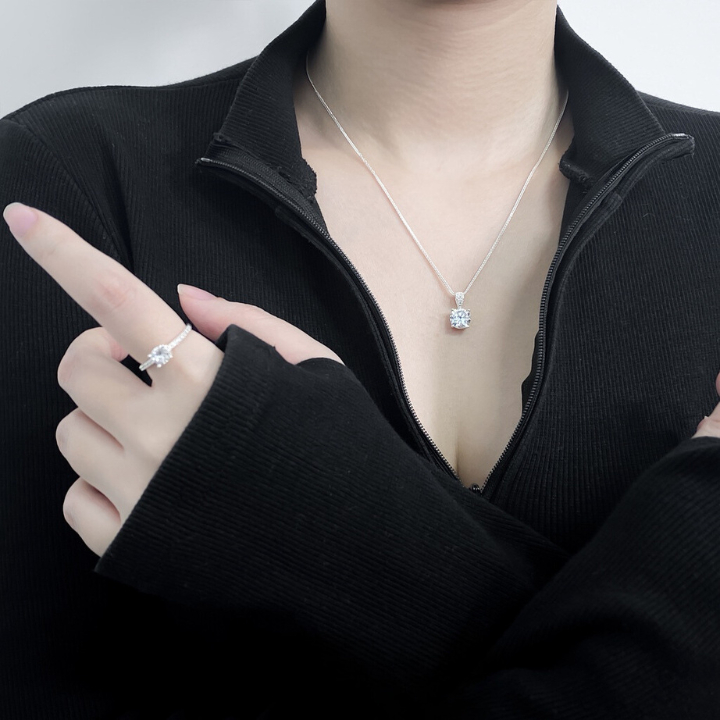 Dây chuyền bạc nữ , vòng cổ bạc Ý 925 đính 1 viên đá nhỏ xinh Elisie Necklace  - HOT 2023