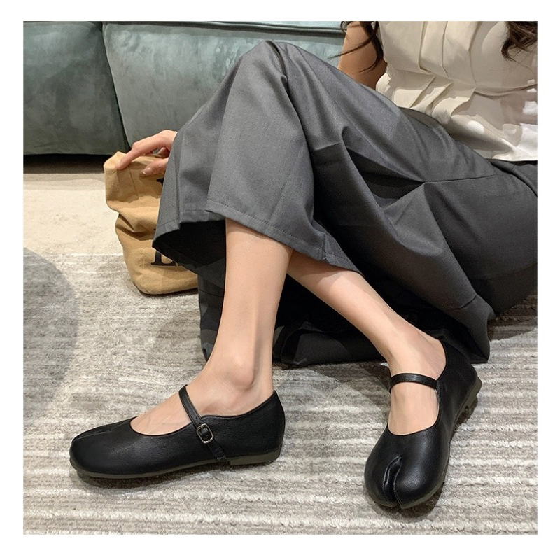 Giày búp bê móng ngựa cho nữ da mềm đế bệt có quai ngang