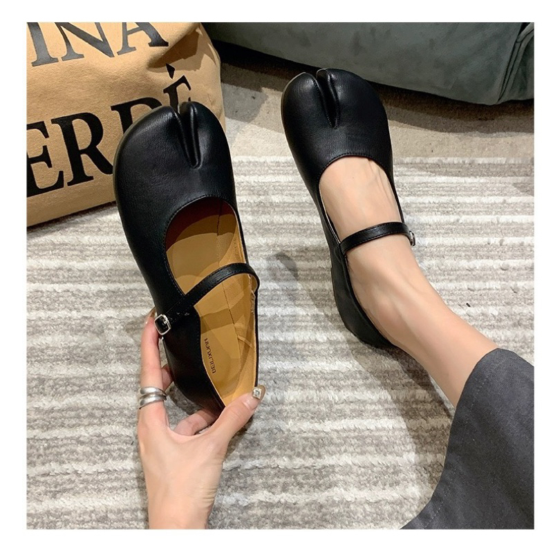 Giày búp bê móng ngựa cho nữ da mềm đế bệt có quai ngang