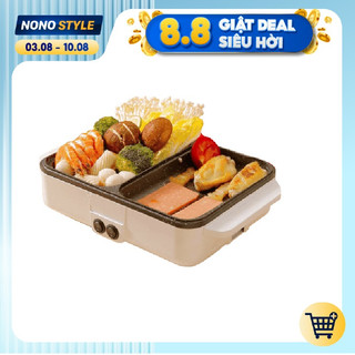 Nồi Lẩu Nướng Đa Năng 2 trong 1 - Bếp Lẫu Nướng 2 Ngăn Tiện Ích - Khay Chống Dính - Bảo Hành 1 Đổi 1