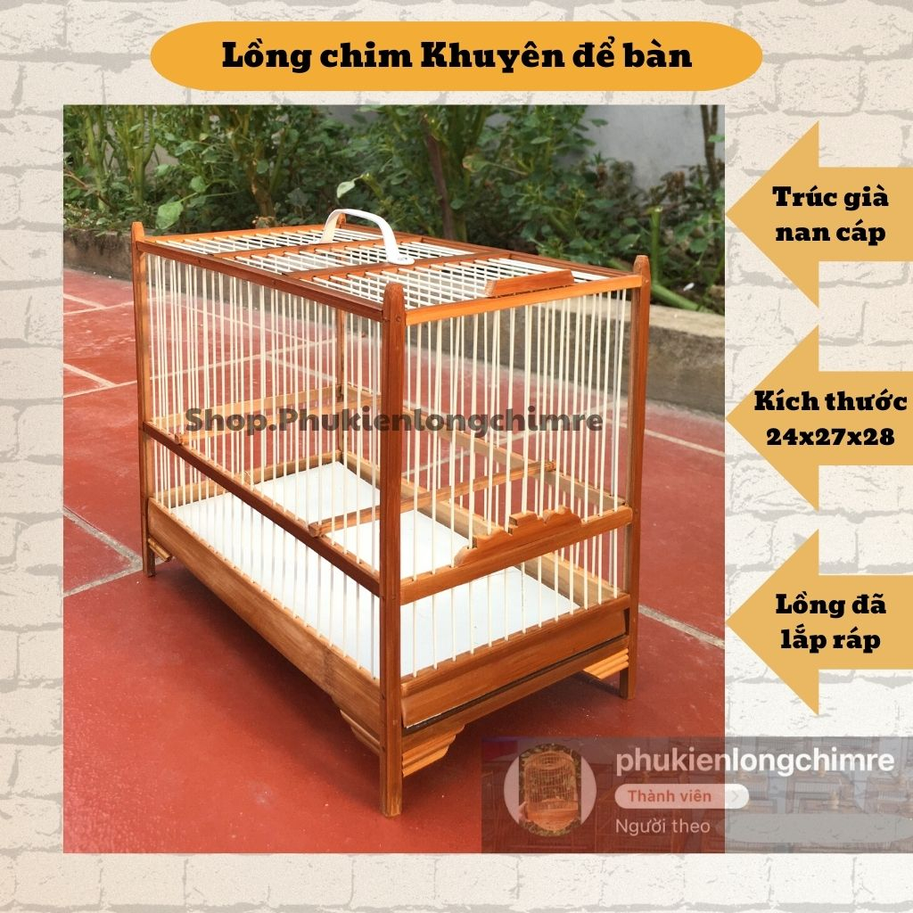 Lồng chim Khuyên Lồng chim Khuyên vuông để bàn chất liệu trúc già nan cáp giá rẻ