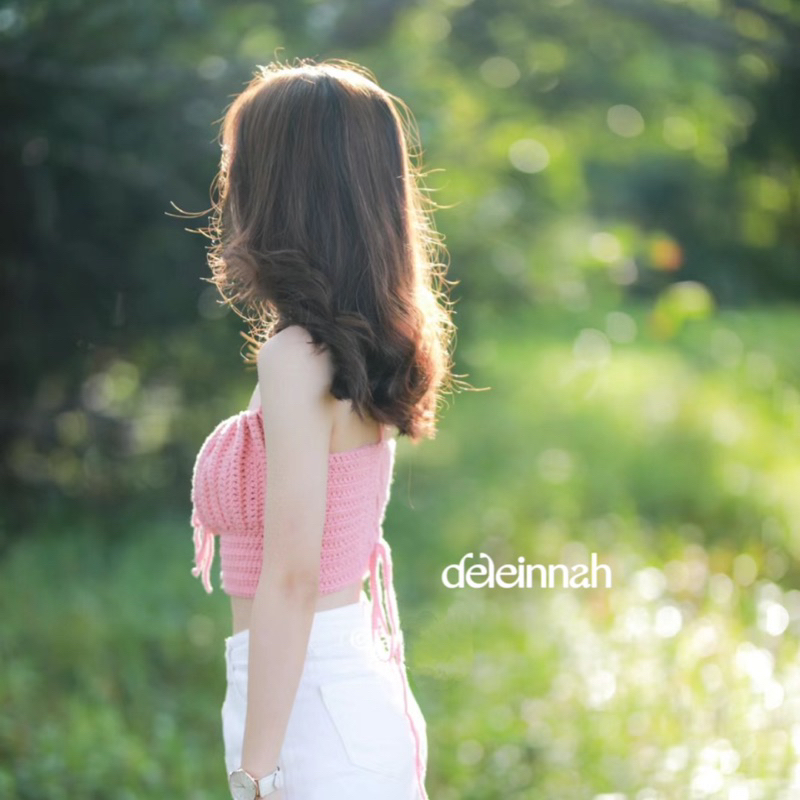 𝐂𝐔𝐓𝐄 𝐂𝐑𝐎𝐂𝐇𝐄𝐓 𝐓𝐎𝐏 I Áo croptop len phồng dễ thương mát mẻ mùa hè