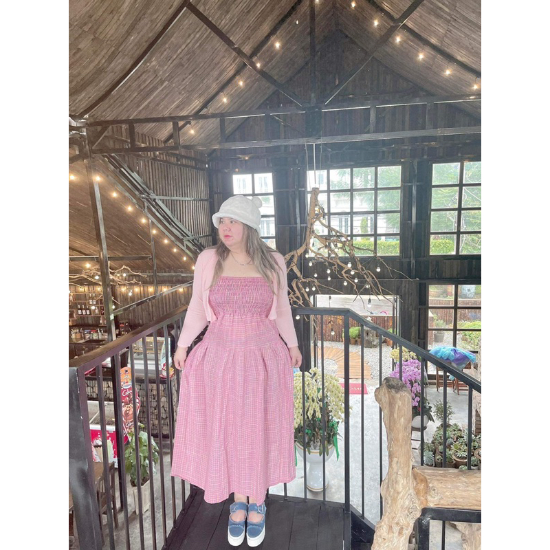 ĐẦM ĐẦM DÂY HỒNG KÈM KHOÁC HỒNG BIGSIZE