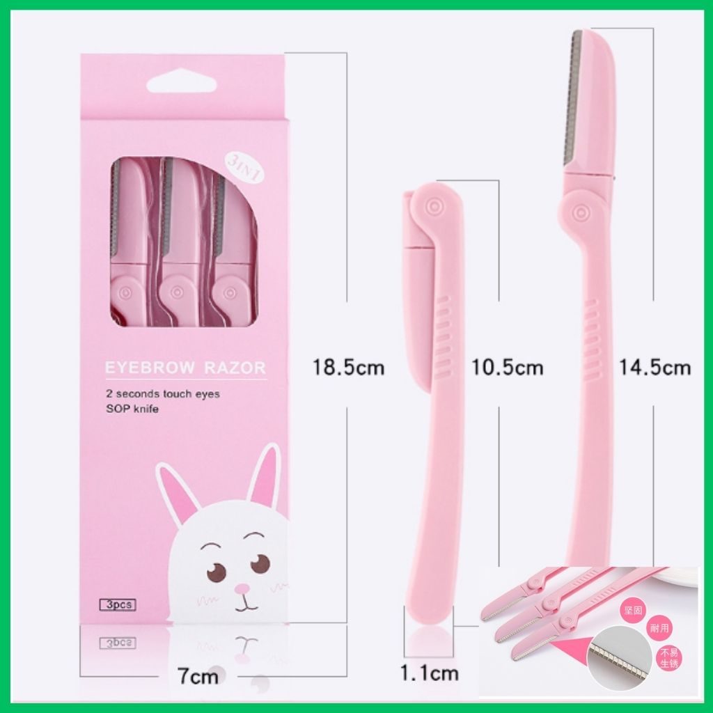 Dao cạo chân mày thỏ hồng bộ 3 cây