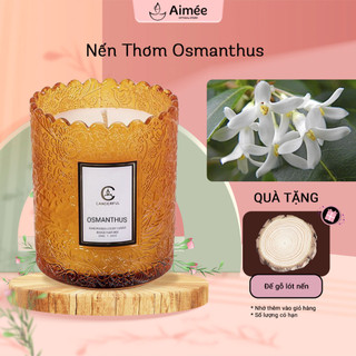 Nến thơm aimée sáp đậu nành không khói ly thuỷ tinh hương osmanthus cam chanh 200g