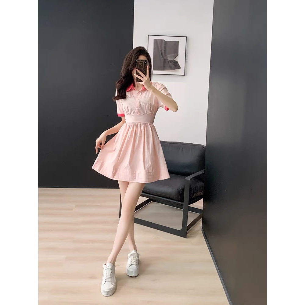 Váy nữ xinh công chúa cổ sơ mi nhẹ nhàng Đầm nữ xinh cổ POLO chất liệu cotton cao cấp