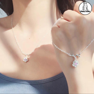 Dây chuyền vòng cổ bông hoa xi bạc