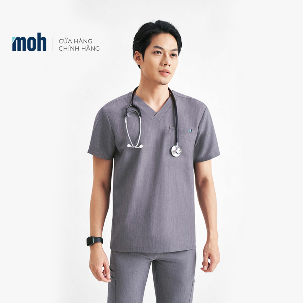 ÁO SCRUB NAM LIGHT V-NECK 3 TÚI (Bác sĩ, Nha sĩ, Điều dưỡng, spa, Thẩm mỹ viện)