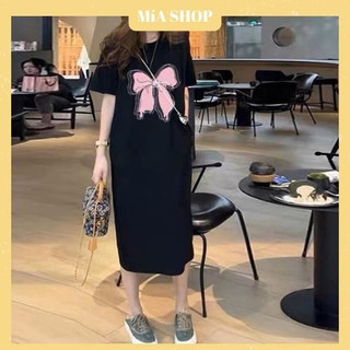 ĐẦM THUN SUÔNG IN NƠ HỒNG - DA3034