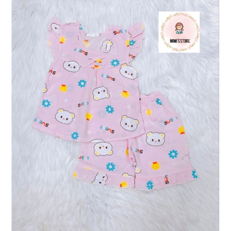 Đồ bộ tole, lanh 2 da  cho bé gái từ 5-7kg, kiểu tay cánh tiên quần ngắn, chất vải mềm, mát