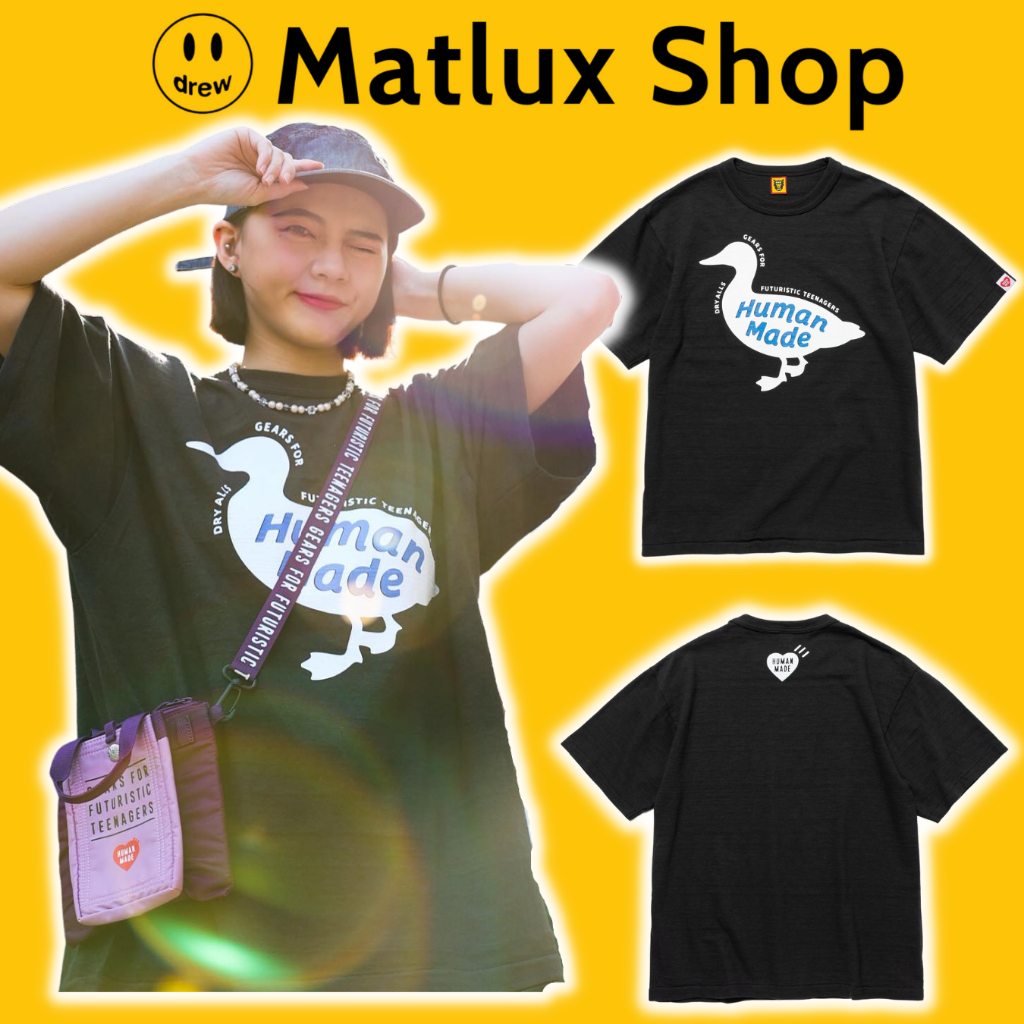 Áo thun Human Made 23SS Ducky con vịt màu đen bản cao cấp, Áo tee Human Made chất liệu cotton form rộng, Áo human made