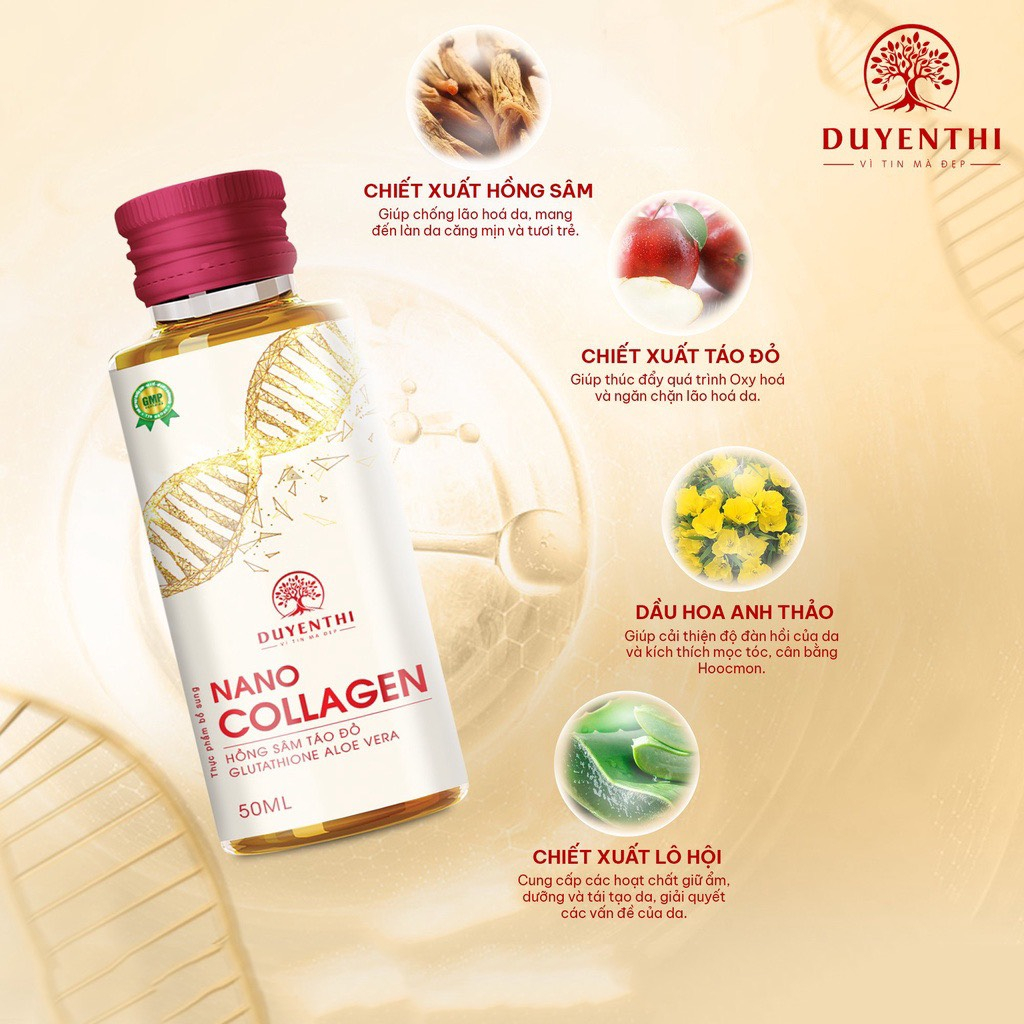 Nano Collagen Duyên Thị Hộp Lọ 50ml Căng Bóng Trắng Da Ngăn Ngừa Lão Hóa