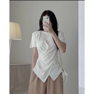 Áo thun nữ cổ tròn nhún eo