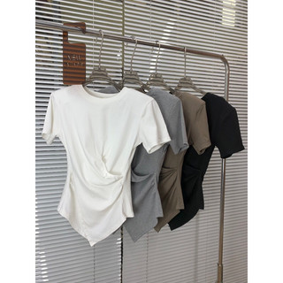 Áo thun nữ cổ tròn nhún eo