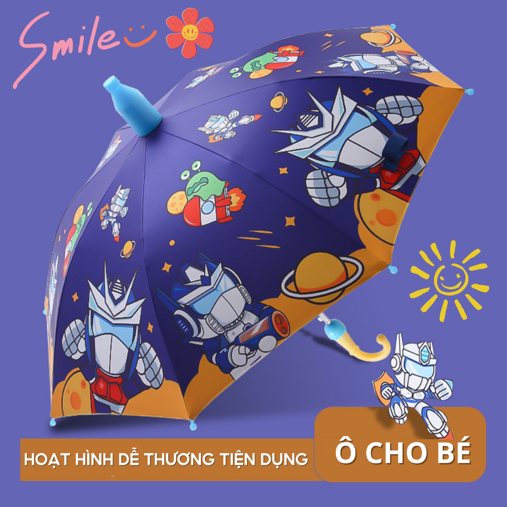 Ô trẻ em hoạt hình ngộ nghĩnh dễ thương. Ô cho bé trai và bé gái khung thép chắc chắn, vải dù 2 lớp, chống nước tốt