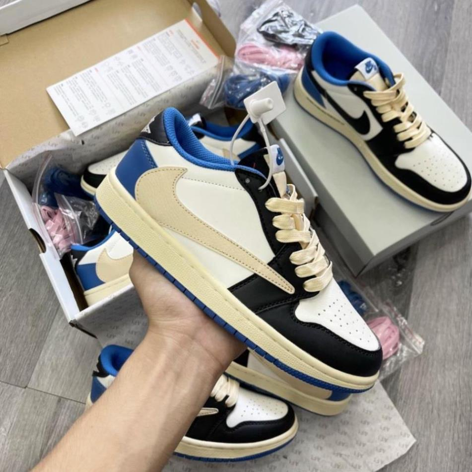 JORDAN 1 LOW FRAGMENT DESIGN X TRAVIS SCOTT-Giày Sneaker Travis Scott x Air Jordan 1 Low Reverse Mocha Màu Nâu Trắng Cổ
