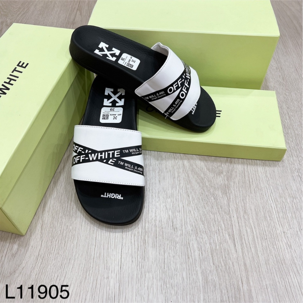 Dép Quai Ngang OFF White Nam Kẻ Chéo Siêu Đẹp - Dép Nam OFF White Cao Cấp
