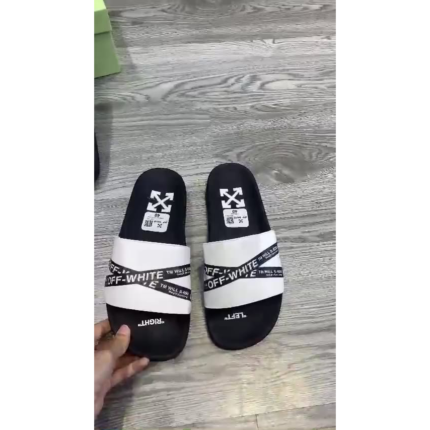 Dép Quai Ngang OFF White Nam Kẻ Chéo Siêu Đẹp - Dép Nam OFF White Cao Cấp