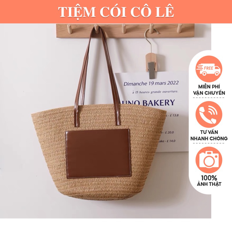 (Ảnh thật)Túi cói giỏ cói size lớn đeo vai đi biển mẫu mới nhất hè 2023-Tiệm Cói Cô Lê