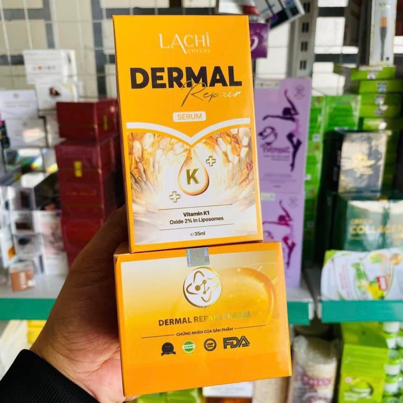 Combokem face +Serum Phục Hồi Dermal Repair Mỹ Phẩm Lachi Cheese - Phục Hồi Làn Da Sạm Nám