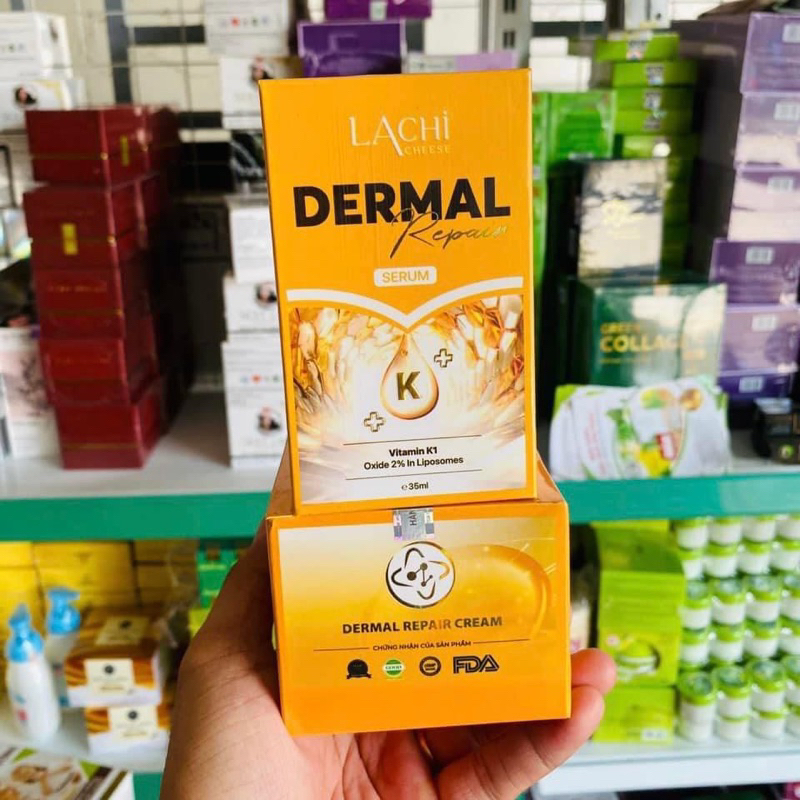 Combokem face +Serum Phục Hồi Dermal Repair Mỹ Phẩm Lachi Cheese - Phục Hồi Làn Da Sạm Nám