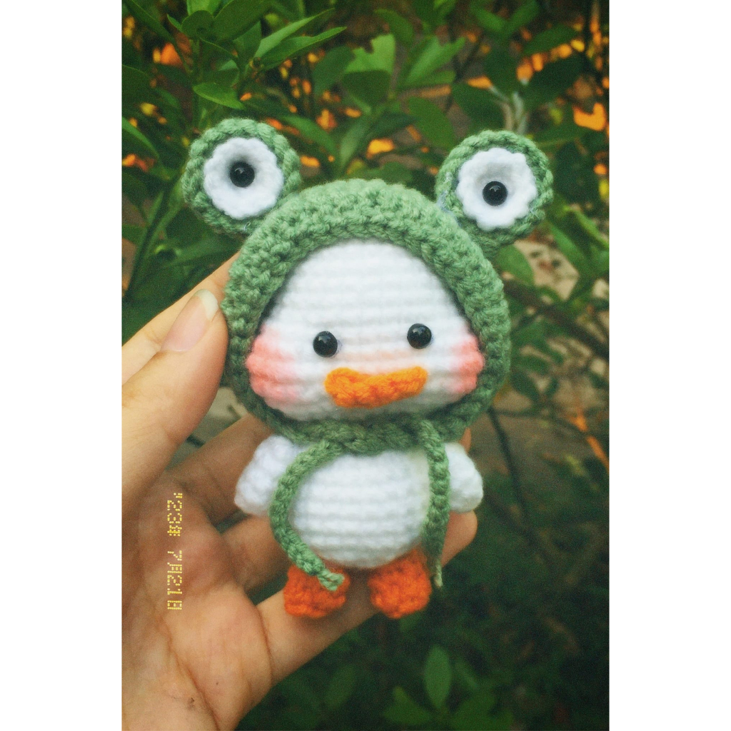 Móc khóa vịt đội mũ ếch | Móc khóa, thú bông, quà tặng