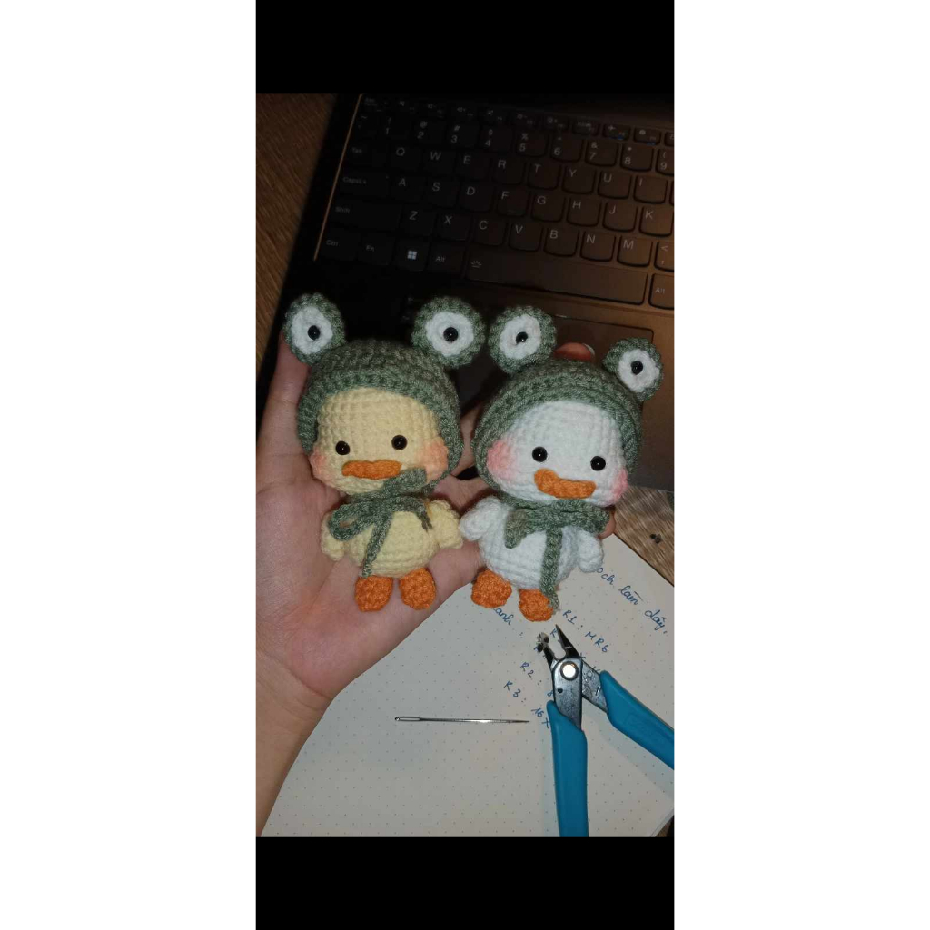 Móc khóa vịt đội mũ ếch | Móc khóa, thú bông, quà tặng