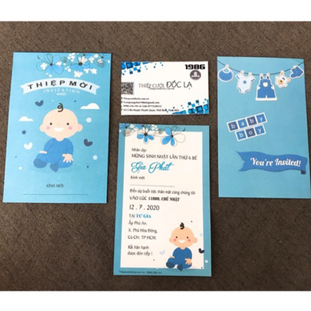 Thiệp Thôi Nôi, Sinh nhật, đầy tháng bé trai
