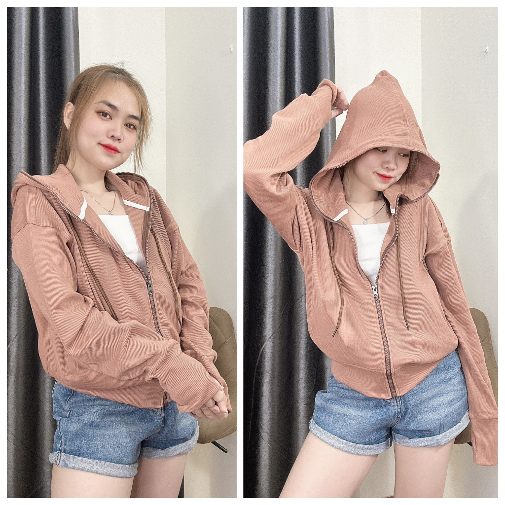 ÁO KHOÁC GÂN 6 TÚI KHÓA KÉO NÓN TO- ÁO KHOÁC NHUNG NGUYỄN