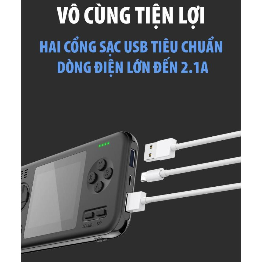 Máy Chơi Game 416 Trò Kiêm Sạc Dự Phòng, Dung Lượng Pin Lên Đến 8000mAh, Màn Hình 2,8 Inch, Bảo Hành 12 Tháng