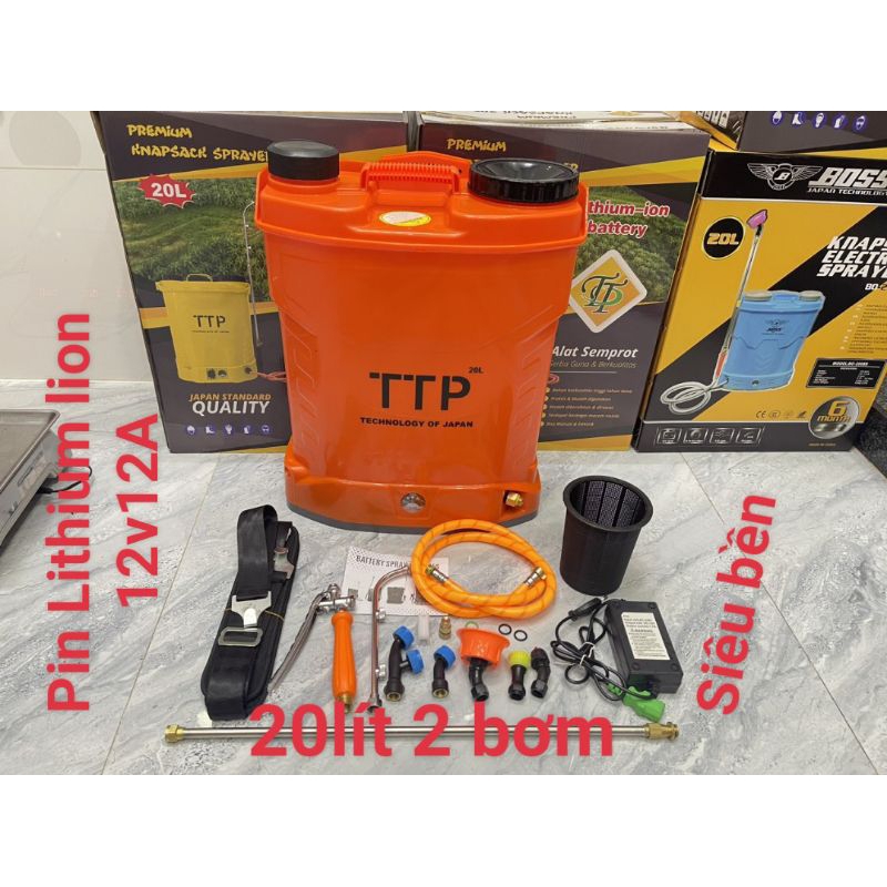Bình xịt điện TTP 20lít 2 bơm Pin lithium, siêu nhẹ , bền sỉ