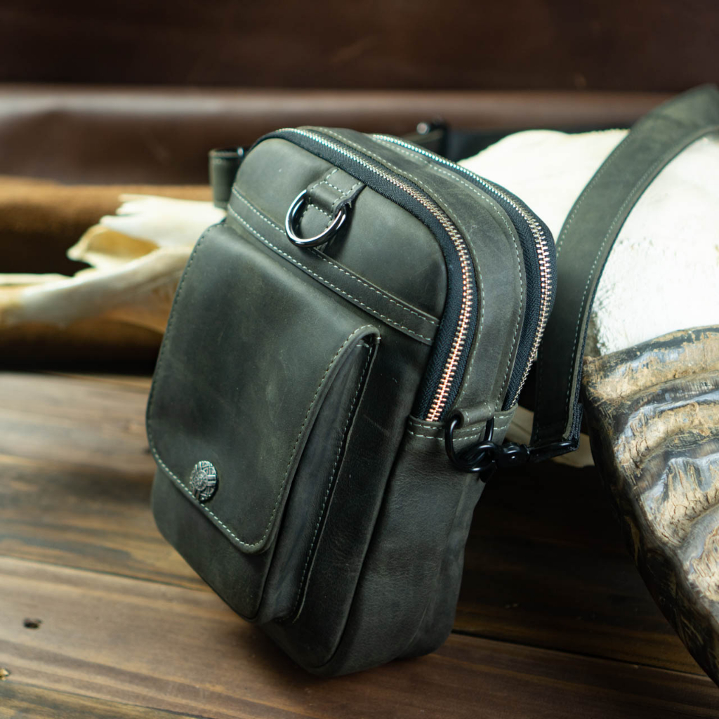 Túi đeo chéo da bò Vintage Pocket 7in - Messenger Vintage Pocket Manuk Leather