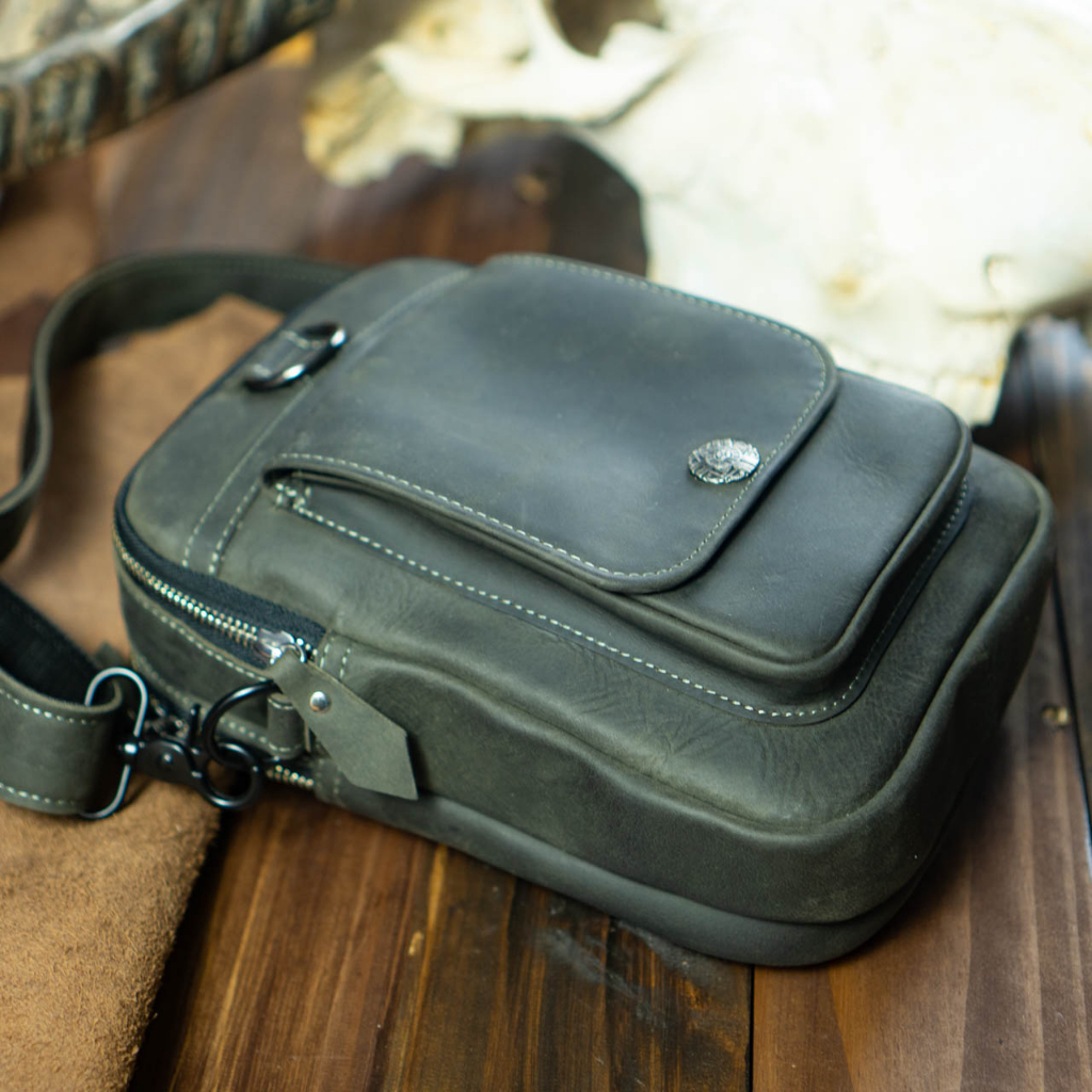 Túi đeo chéo da bò Vintage Pocket 7in - Messenger Vintage Pocket Manuk Leather