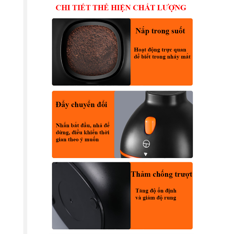Máy xay cà phê hạt khô đa năng, máy xay bột ngũ cốc, gia vị siêu mịn, chất liệu inox công suất 150w bảo hành 1 năm