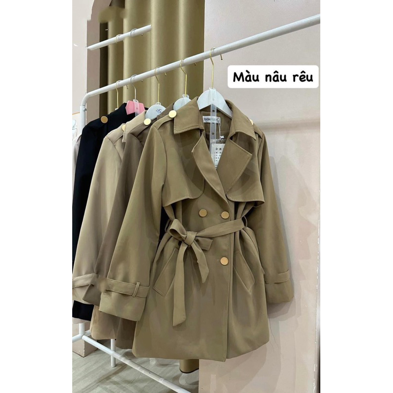 Áo Khoác Măng Tô Nữ 2 Lớp / Dáng Vừa / Kèm Đai Hàng Quảng Châu Cao Cấp