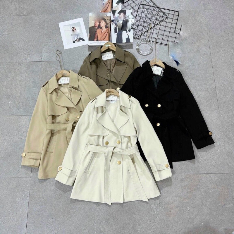 Áo Khoác Măng Tô Nữ 2 Lớp / Dáng Vừa / Kèm Đai Hàng Quảng Châu Cao Cấp