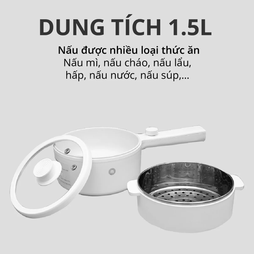 Nồi Nấu Đa Năng ceramic 1.5L Mishio MK271 Dành Cho Gia Đình - Hàng Chính Hãng