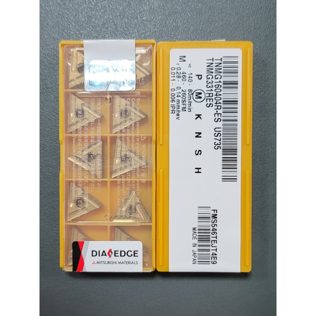 Mảnh dao tiện TNMG160404R-ES US735 Mitsubishi xẻ rãnh, hạt nặng chịu va đập chuyên inox, thép cứng,