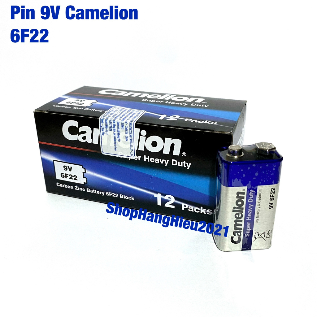 Hộp 12 Viên Pin 9V Camelion 6F22 Super Heavy Duty - Hàng Chính Hãng